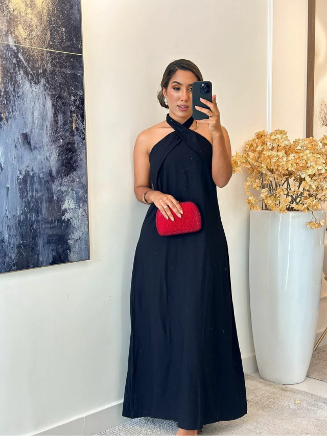 Vestido Bruma Linho Gola Cruzada