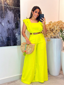 Conjunto Solene Linho Cropped 3 babados