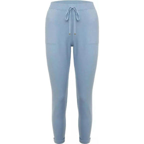 Calça em Tricô com Barra Italiana Azul Celeste