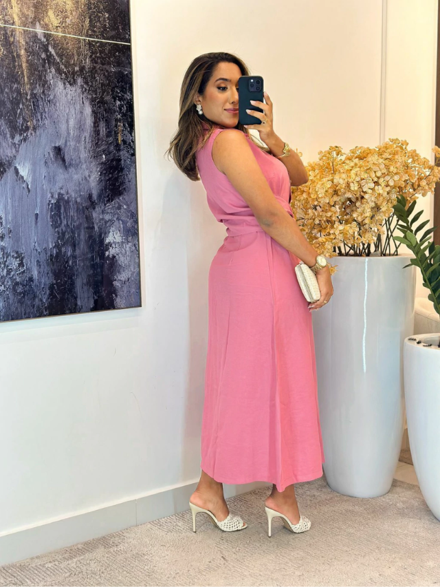 Vestido Verso Linho com Botões