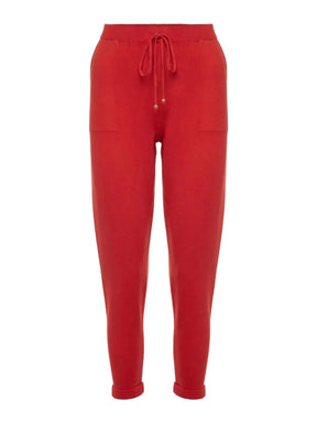 Calça em Tricô com Barra Italiana Vermelho
